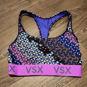 VSX Women's Geometric Sports Bra - Purple and Black